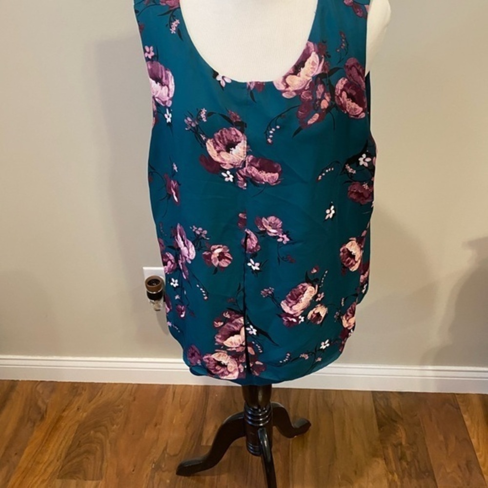 Elle Floral Sleeveless Top - Teal and Purple